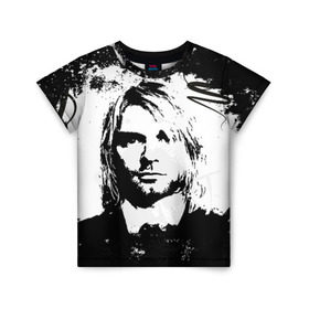 Детская футболка 3D с принтом Kurt Cobain в городе Новоалтайск, 100% гипоаллергенный полиэфир | прямой крой, круглый вырез горловины, длина до линии бедер, чуть спущенное плечо, ткань немного тянется | Тематика изображения на принте: bleach | blew | cobain | dave | geffen | hormoaning | in utero | incesticide | krist | kurt | nevermind | nirvana | novoselic | rock | vevo | геффен | курт кобейн | нирвана | рок