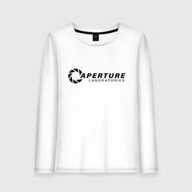 Женский лонгслив хлопок с принтом APERTURE LABORATORIE в городе Новоалтайск, 100% хлопок |  | aperture | chell | half life | головоломка | испытуемый | портал | телепорт | челл