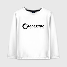 Детский лонгслив хлопок с принтом APERTURE LABORATORIE в городе Новоалтайск, 100% хлопок | круглый вырез горловины, полуприлегающий силуэт, длина до линии бедер | aperture | chell | half life | головоломка | испытуемый | портал | телепорт | челл