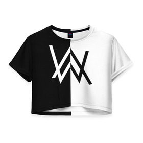 Женская футболка Cropp-top с принтом ALAN WALKER в городе Новоалтайск, 100% полиэстер | круглая горловина, длина футболки до линии талии, рукава с отворотами | alan walker | aw | electro | electro music | music | алан уокер | музыка | музыкант | электро | электронная музыка