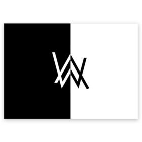 Поздравительная открытка с принтом ALAN WALKER в городе Новоалтайск, 100% бумага | плотность бумаги 280 г/м2, матовая, на обратной стороне линовка и место для марки
 | Тематика изображения на принте: alan walker | aw | electro | electro music | music | алан уокер | музыка | музыкант | электро | электронная музыка