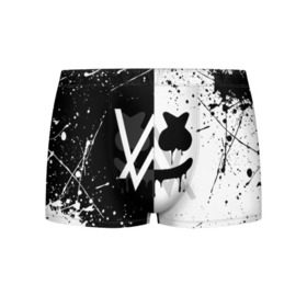 Мужские трусы 3D с принтом ALAN WALKER x MARSHMELLO в городе Новоалтайск, 50% хлопок, 50% полиэстер | классическая посадка, на поясе мягкая тканевая резинка | alan walker | aw | electro | electro music | marshmello | music | алан уокер | маршмелло | музыка | музыкант | электро | электронная музыка