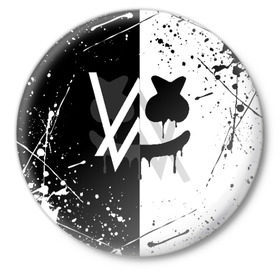 Значок с принтом ALAN WALKER x MARSHMELLO в городе Новоалтайск,  металл | круглая форма, металлическая застежка в виде булавки | Тематика изображения на принте: alan walker | aw | electro | electro music | marshmello | music | алан уокер | маршмелло | музыка | музыкант | электро | электронная музыка
