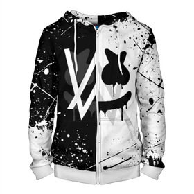 Мужская толстовка 3D на молнии с принтом ALAN WALKER x MARSHMELLO в городе Новоалтайск, 100% полиэстер | длина до линии бедра, манжеты и пояс оформлены мягкой тканевой резинкой, двухслойный капюшон со шнурком для регулировки, спереди молния, по бокам два кармана | alan walker | aw | electro | electro music | marshmello | music | алан уокер | маршмелло | музыка | музыкант | электро | электронная музыка