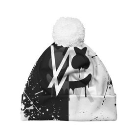 Шапка 3D c помпоном с принтом ALAN WALKER x MARSHMELLO в городе Новоалтайск, 100% полиэстер | универсальный размер, печать по всей поверхности изделия | alan walker | aw | electro | electro music | marshmello | music | алан уокер | маршмелло | музыка | музыкант | электро | электронная музыка