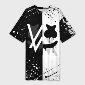 Платье-футболка 3D с принтом ALAN WALKER x MARSHMELLO в городе Новоалтайск,  |  | Тематика изображения на принте: alan walker | aw | electro | electro music | marshmello | music | алан уокер | маршмелло | музыка | музыкант | электро | электронная музыка