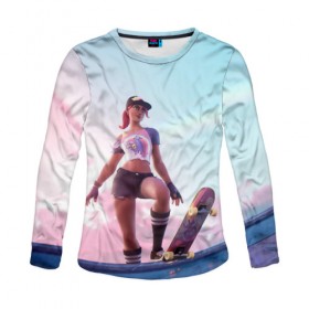 Женский лонгслив 3D с принтом Skate FN в городе Новоалтайск, 100% полиэстер | длинные рукава, круглый вырез горловины, полуприлегающий силуэт | 