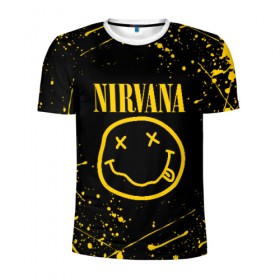 Мужская футболка 3D спортивная с принтом NIRVANA в городе Новоалтайск, 100% полиэстер с улучшенными характеристиками | приталенный силуэт, круглая горловина, широкие плечи, сужается к линии бедра | nirvana | smile | курт кобейн | нирвана | смайл