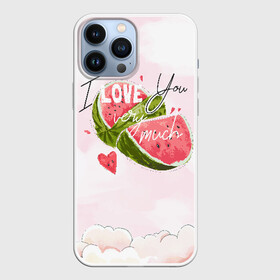 Чехол для iPhone 13 Pro Max с принтом I love you very much в городе Новоалтайск,  |  | арбуз | ваниль | влюбленные | лето | люблю тебя | любовь | сердечко | сердце | я люблю