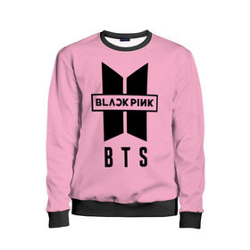 Детский свитшот 3D с принтом BTS and BLACKPINK в городе Новоалтайск, 100% полиэстер | свободная посадка, прямой крой, мягкая тканевая резинка на рукавах и понизу свитшота | bangtan boys | black | blackpink | bt21 | bts | k pop | pink | rose | блек пинк | блекпинк | блэк пинк | блэкпинк | бтс