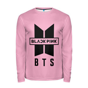 Мужской лонгслив 3D с принтом BTS and BLACKPINK в городе Новоалтайск, 100% полиэстер | длинные рукава, круглый вырез горловины, полуприлегающий силуэт | bangtan boys | black | blackpink | bt21 | bts | k pop | pink | rose | блек пинк | блекпинк | блэк пинк | блэкпинк | бтс