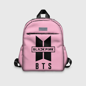 Детский рюкзак 3D с принтом BTS and BLACKPINK в городе Новоалтайск, 100% полиэстер | лямки с регулируемой длиной, сверху петелька, чтобы рюкзак можно было повесить на вешалку. Основное отделение закрывается на молнию, как и внешний карман. Внутри дополнительный карман. По бокам два дополнительных кармашка | bangtan boys | black | blackpink | bt21 | bts | k pop | pink | rose | блек пинк | блекпинк | блэк пинк | блэкпинк | бтс