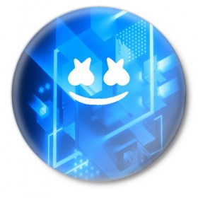 Значок с принтом MARSHMELLO в городе Новоалтайск,  металл | круглая форма, металлическая застежка в виде булавки | Тематика изображения на принте: christopher comstock | dj | marshmello | music | диджей | клубная музыка | клубняк | крис комсток | маршмеллоу | музыка