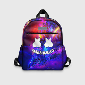 Детский рюкзак 3D с принтом MARSHMELLO в городе Новоалтайск, 100% полиэстер | лямки с регулируемой длиной, сверху петелька, чтобы рюкзак можно было повесить на вешалку. Основное отделение закрывается на молнию, как и внешний карман. Внутри дополнительный карман. По бокам два дополнительных кармашка | christopher comstock | dj | marshmello | music | диджей | клубная музыка | клубняк | крис комсток | маршмеллоу | музыка