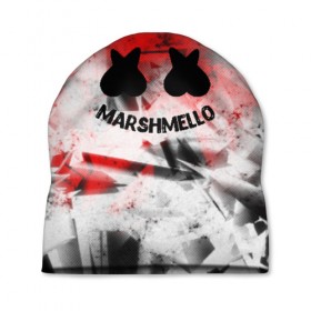 Шапка 3D с принтом MARSHMELLO в городе Новоалтайск, 100% полиэстер | универсальный размер, печать по всей поверхности изделия | christopher comstock | dj | marshmello | music | диджей | клубная музыка | клубняк | крис комсток | маршмеллоу | музыка