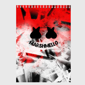 Скетчбук с принтом MARSHMELLO в городе Новоалтайск, 100% бумага
 | 48 листов, плотность листов — 100 г/м2, плотность картонной обложки — 250 г/м2. Листы скреплены сверху удобной пружинной спиралью | christopher comstock | dj | marshmello | music | диджей | клубная музыка | клубняк | крис комсток | маршмеллоу | музыка