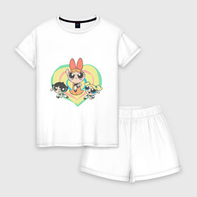 Женская пижама с шортиками хлопок Powerpuff girls: в городе Новоалтайск, 100% хлопок | футболка прямого кроя, шорты свободные с широкой мягкой резинкой | powerpuff girls | ppg | бабблс | баттеркап | блоссом | крошки | крутые девчонки | лютик | пестик | пузырек | супер крошки | супергерой | таунсвиль | цветик