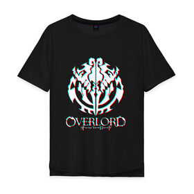Мужская футболка хлопок Oversize с принтом Overlord: Glitch. в городе Новоалтайск, 100% хлопок | свободный крой, круглый ворот, “спинка” длиннее передней части | Тематика изображения на принте: overlord | аниме | лого | логотип | оверлорд | сериал