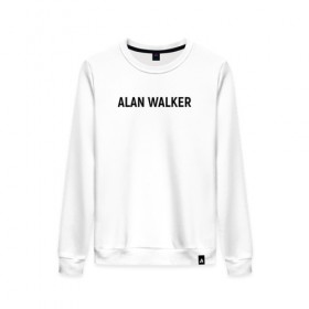 Женский свитшот хлопок с принтом ALAN WALKER(+НА СПИНЕ) в городе Новоалтайск, 100% хлопок | прямой крой, круглый вырез, на манжетах и по низу широкая трикотажная резинка  | alan walker | dj | dj walkzz | faded | music | алан уокер | диджей | дип хаус | клубная | клубняк | музыка | электро хаус