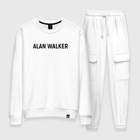 Женский костюм хлопок с принтом ALAN WALKER(+НА СПИНЕ) в городе Новоалтайск, 100% хлопок | на свитшоте круглая горловина, мягкая резинка по низу. Брюки заужены к низу, на них два вида карманов: два 