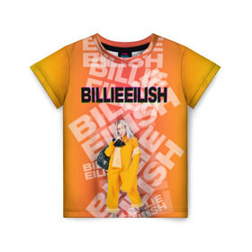 Детская футболка 3D с принтом Billie Eilish в городе Новоалтайск, 100% гипоаллергенный полиэфир | прямой крой, круглый вырез горловины, длина до линии бедер, чуть спущенное плечо, ткань немного тянется | Тематика изображения на принте: avatgarde | ayelish | bad guy | bellyache | bilie eilish | bilie elish | billie | billie eilish | eilish | electronic | elish | music | pop | trap | билли айлиш | эйлиш | элиш