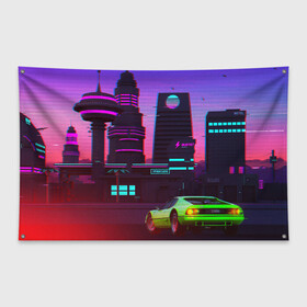 Флаг-баннер с принтом RETRO 90X в городе Новоалтайск, 100% полиэстер | размер 67 х 109 см, плотность ткани — 95 г/м2; по краям флага есть четыре люверса для крепления | bright | colorful | cool | disco | music | music lover | retro | speaker | tape recorder | technique | vintage | винтаж | динамик | диско | магнитофон | меломан | музыка | неон | разноцветный | ретро | техника