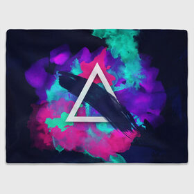 Плед 3D с принтом COLOR TRIANGLE в городе Новоалтайск, 100% полиэстер | закругленные углы, все края обработаны. Ткань не мнется и не растягивается | bright | colorful | cool | disco | music | music lover | retro | speaker | tape recorder | technique | vintage | винтаж | динамик | диско | магнитофон | меломан | музыка | неон | разноцветный | ретро | техника