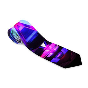 Галстук 3D с принтом NEON CYBERPUNK в городе Новоалтайск, 100% полиэстер | Длина 148 см; Плотность 150-180 г/м2 | bright | colorful | cool | disco | music | music lover | n | retro | speaker | tape recorder | technique | vintage | винтаж | динамик | диско | магнитофон | меломан | музыка | неон | разноцветный | ретро | техника