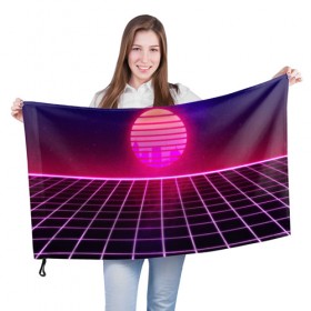 Флаг 3D с принтом DISCO SUNRISE в городе Новоалтайск, 100% полиэстер | плотность ткани — 95 г/м2, размер — 67 х 109 см. Принт наносится с одной стороны | bright | colorful | cool | disco | music | music lover | retro | speaker | tape recorder | technique | vintage | винтаж | динамик | диско | магнитофон | меломан | музыка | неон | разноцветный | ретро | техника
