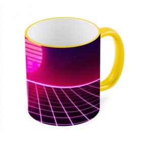 Кружка с принтом DISCO SUNRISE в городе Новоалтайск, керамика | ёмкость 330 мл | bright | colorful | cool | disco | music | music lover | retro | speaker | tape recorder | technique | vintage | винтаж | динамик | диско | магнитофон | меломан | музыка | неон | разноцветный | ретро | техника