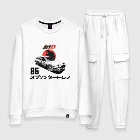 Женский костюм хлопок с принтом Initial D Хачироку в городе Новоалтайск, 100% хлопок | на свитшоте круглая горловина, мягкая резинка по низу. Брюки заужены к низу, на них два вида карманов: два 
