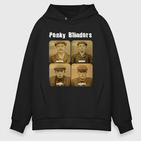 Мужское худи Oversize хлопок с принтом Peaky Blinders в городе Новоалтайск, френч-терри — 70% хлопок, 30% полиэстер. Мягкий теплый начес внутри —100% хлопок | боковые карманы, эластичные манжеты и нижняя кромка, капюшон на магнитной кнопке | peaky blinders | острые козырьки | сериал
