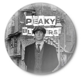 Значок с принтом Peaky Blinders в городе Новоалтайск,  металл | круглая форма, металлическая застежка в виде булавки | Тематика изображения на принте: peaky blinders | острые козырьки | сериал