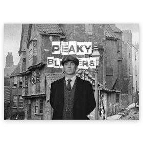 Поздравительная открытка с принтом Peaky Blinders в городе Новоалтайск, 100% бумага | плотность бумаги 280 г/м2, матовая, на обратной стороне линовка и место для марки
 | Тематика изображения на принте: peaky blinders | острые козырьки | сериал