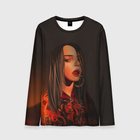 Мужской лонгслив 3D с принтом Billie Eilish в городе Новоалтайск, 100% полиэстер | длинные рукава, круглый вырез горловины, полуприлегающий силуэт | bad guy | billie eilish | билли айлиш | эйлиш