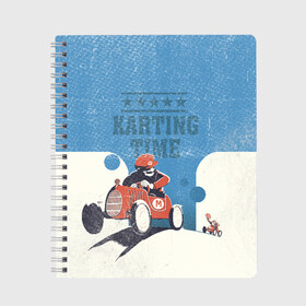 Тетрадь с принтом Karting time в городе Новоалтайск, 100% бумага | 48 листов, плотность листов — 60 г/м2, плотность картонной обложки — 250 г/м2. Листы скреплены сбоку удобной пружинной спиралью. Уголки страниц и обложки скругленные. Цвет линий — светло-серый
 | karting | автомобили | вождение | гонки | картинг | машины | рэйсинг | экстрим | экстримальныйспорт