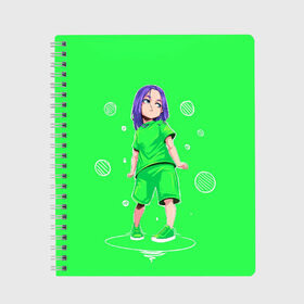 Тетрадь с принтом Billie Eilish в городе Новоалтайск, 100% бумага | 48 листов, плотность листов — 60 г/м2, плотность картонной обложки — 250 г/м2. Листы скреплены сбоку удобной пружинной спиралью. Уголки страниц и обложки скругленные. Цвет линий — светло-серый
 | bad guy | billie eilish | билли айлиш | эйлиш