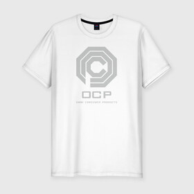 Мужская футболка премиум с принтом OCP в городе Новоалтайск, 92% хлопок, 8% лайкра | приталенный силуэт, круглый вырез ворота, длина до линии бедра, короткий рукав | omni consumer products | алекс мёрфи | робокоп. детройт