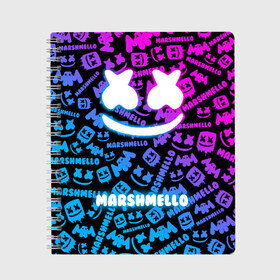 Тетрадь с принтом MARSHMELLO РЮКЗАК в городе Новоалтайск, 100% бумага | 48 листов, плотность листов — 60 г/м2, плотность картонной обложки — 250 г/м2. Листы скреплены сбоку удобной пружинной спиралью. Уголки страниц и обложки скругленные. Цвет линий — светло-серый
 | marshmello | диджей | клуб | клубная музыка | маршмеллоу | маршмело | маршмэлло | маршмэллоу | маршмэло. | музыка | электронная