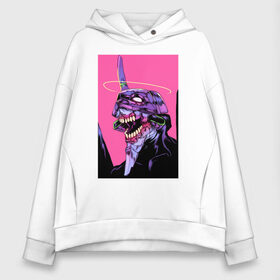 Женское худи Oversize хлопок с принтом EVANGELION (EVA 01) в городе Новоалтайск, френч-терри — 70% хлопок, 30% полиэстер. Мягкий теплый начес внутри —100% хлопок | боковые карманы, эластичные манжеты и нижняя кромка, капюшон на магнитной кнопке | angel | eva | evangelion | neon genesis evangelion | nerv | аска лэнгли сорью | ева | евангелион | мисато кацураги | рей аянами | синдзи