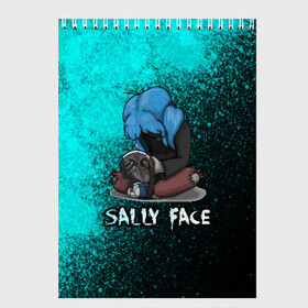 Скетчбук с принтом Sally face в городе Новоалтайск, 100% бумага
 | 48 листов, плотность листов — 100 г/м2, плотность картонной обложки — 250 г/м2. Листы скреплены сверху удобной пружинной спиралью | Тематика изображения на принте: sally face | маска | сали | салли | салли кромсалли | фейс | фишер