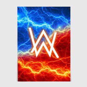 Постер с принтом ALAN WALKER в городе Новоалтайск, 100% бумага
 | бумага, плотность 150 мг. Матовая, но за счет высокого коэффициента гладкости имеет небольшой блеск и дает на свету блики, но в отличии от глянцевой бумаги не покрыта лаком | alan walker | aw | electro | electro music | music | алан уокер | музыка | музыкант | электро | электронная музыка