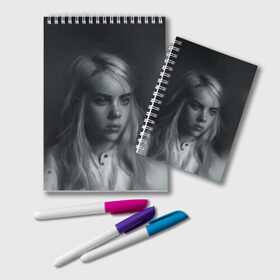 Блокнот с принтом Billie Eilish в городе Новоалтайск, 100% бумага | 48 листов, плотность листов — 60 г/м2, плотность картонной обложки — 250 г/м2. Листы скреплены удобной пружинной спиралью. Цвет линий — светло-серый
 | bad guy | billie eilish | билли айлиш | эйлиш