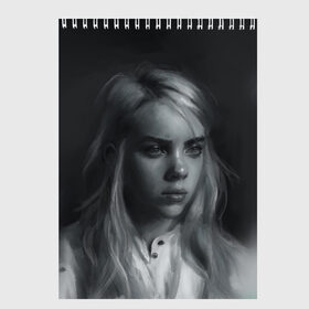 Скетчбук с принтом Billie Eilish в городе Новоалтайск, 100% бумага
 | 48 листов, плотность листов — 100 г/м2, плотность картонной обложки — 250 г/м2. Листы скреплены сверху удобной пружинной спиралью | bad guy | billie eilish | билли айлиш | эйлиш