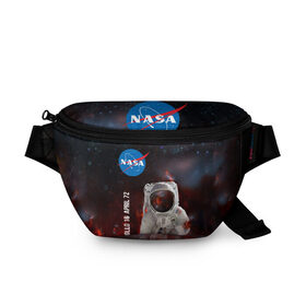 Поясная сумка 3D с принтом Nasa Apollo 16 в городе Новоалтайск, 100% полиэстер | плотная ткань, ремень с регулируемой длиной, внутри несколько карманов для мелочей, основное отделение и карман с обратной стороны сумки застегиваются на молнию | apollo 16 | apolo 16 | nasa | аполлон 16 | аполон 16 | наса | насса