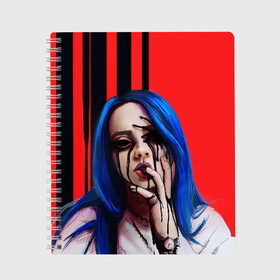 Тетрадь с принтом Billie Eilish в городе Новоалтайск, 100% бумага | 48 листов, плотность листов — 60 г/м2, плотность картонной обложки — 250 г/м2. Листы скреплены сбоку удобной пружинной спиралью. Уголки страниц и обложки скругленные. Цвет линий — светло-серый
 | bad guy | billie eilish | билли айлиш | эйлиш
