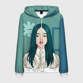 Мужская толстовка 3D на молнии с принтом Billie Eilish в городе Новоалтайск, 100% полиэстер | длина до линии бедра, манжеты и пояс оформлены мягкой тканевой резинкой, двухслойный капюшон со шнурком для регулировки, спереди молния, по бокам два кармана | bad guy | billie eilish | билли айлиш | эйлиш