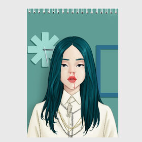 Скетчбук с принтом Billie Eilish в городе Новоалтайск, 100% бумага
 | 48 листов, плотность листов — 100 г/м2, плотность картонной обложки — 250 г/м2. Листы скреплены сверху удобной пружинной спиралью | bad guy | billie eilish | билли айлиш | эйлиш