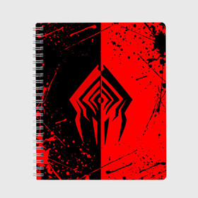 Тетрадь с принтом WARFRAME RED STALKER в городе Новоалтайск, 100% бумага | 48 листов, плотность листов — 60 г/м2, плотность картонной обложки — 250 г/м2. Листы скреплены сбоку удобной пружинной спиралью. Уголки страниц и обложки скругленные. Цвет линий — светло-серый
 | Тематика изображения на принте: 2019 | fortuna | red stalker | stalker | warframe | варфрейм | лотос | сталкер | тэнно
