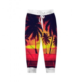Детские брюки 3D с принтом ТРОПИКИ в городе Новоалтайск, 100% полиэстер | манжеты по низу, эластичный пояс регулируется шнурком, по бокам два кармана без застежек, внутренняя часть кармана из мелкой сетки | 